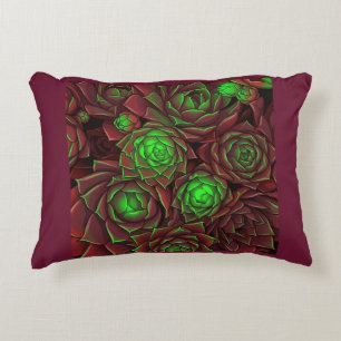 Vibrant Neon Succulent Crimson Accent Pillow