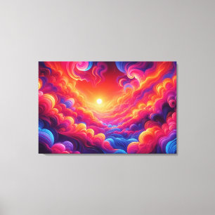 Vibrant Neon Sunset Canvas Print