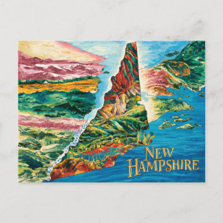 Vibrant New Hampshire Map Art Postcard