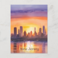 Vibrant New Jersey Watercolor Sunset Art