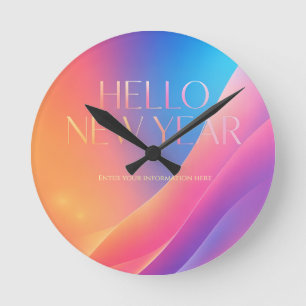 Vibrant New Year Celebration with Colourful design Round Clock