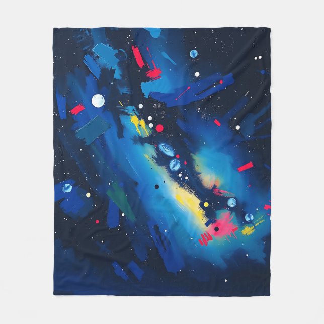 Vibrant Night Sky Abstract Fleece Blanket (Front)