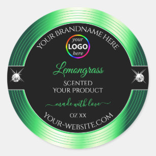 Vibrant noir brillant vert avec logo Étiquette pro