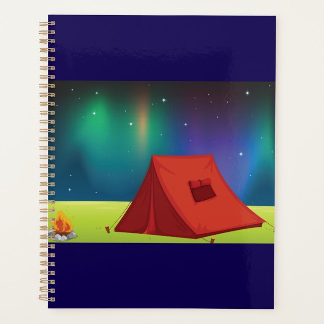 Vibrant Northern Lights Camping Tent Night Planner (Front)