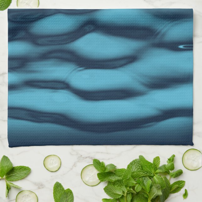 Vibrant Ocean Current Texture Kitchen Towel (Folded)