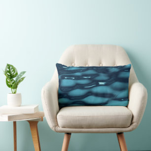 Vibrant Ocean Current Texture Lumbar Pillow
