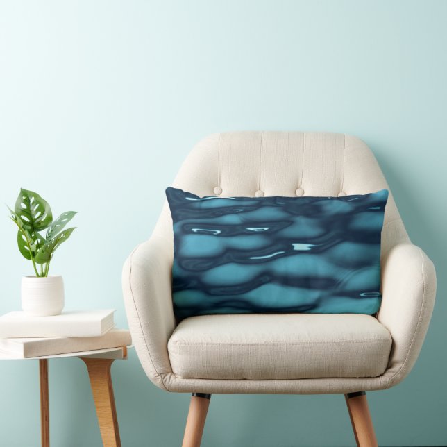 Vibrant Ocean Current Texture Lumbar Pillow (Chair)