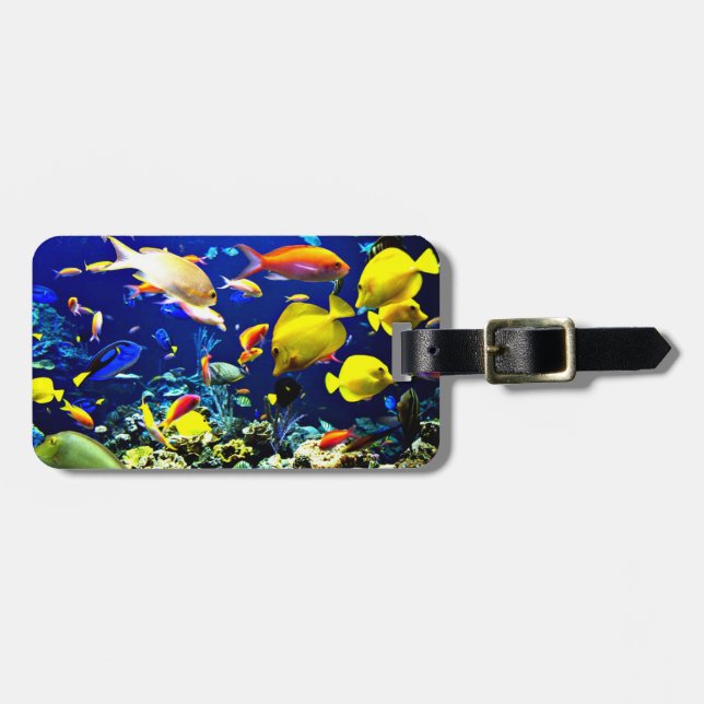 Vibrant Ocean Life Template Luggage Tag (Front Horizontal)