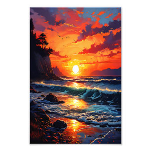 Vibrant Ocean Sunset - Coastal Art Photo Print