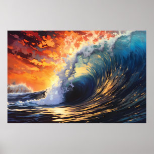 Vibrant Ocean Wave   Ai Poster