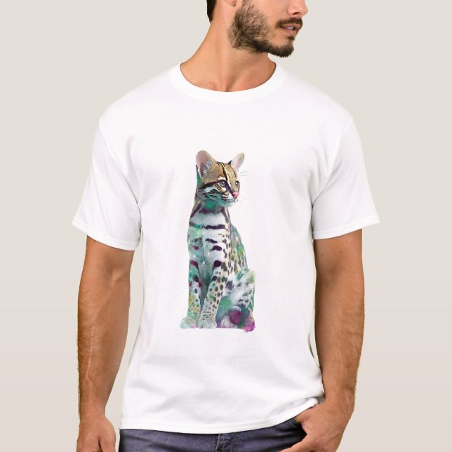 Vibrant Ocelot Wild Cat Impressionist Men T-Shirt (Front)
