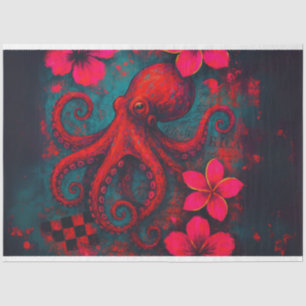 Vibrant Octopus and Tropical Florals – Decoupage  Tissue Paper
