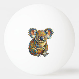 Vibrant Oil Painting Style Colorful Impasto Koala Ping Pong Ball