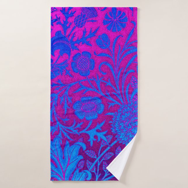 Vibrant, ombre, Art nouveau, William Morris, viole (Serviette de bain)