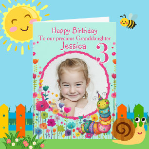 Vibrant One Photo Caterpillar Age Birthday Card