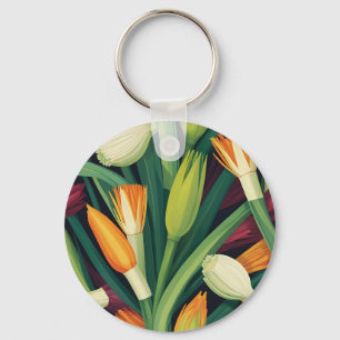 Vibrant Onion Flower Pattern Keychain