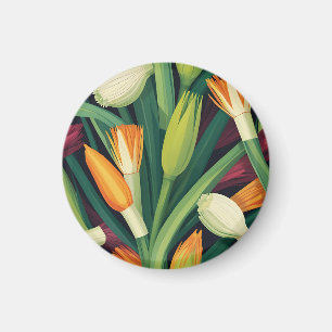Vibrant Onion Flower Pattern Magnet