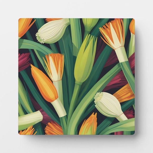 Vibrant Onion Flower Pattern Plaque (Front)
