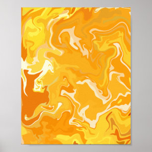 Vibrant Orange Abstract Flow Poster