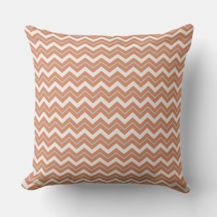 Vibrant Orange and White Chevron Design Throw Pillow