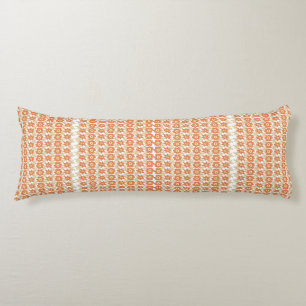 Vibrant Orange and White Striped Background with Body Pillow
