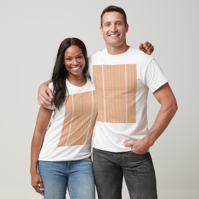 Vibrant Orange and White Striped Background with T-Shirt (Unisex)