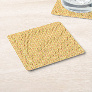 Vibrant Orange and Yellow Circle Background Square Paper Coaster