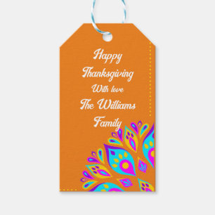 Vibrant orange background personalized Gift Tag