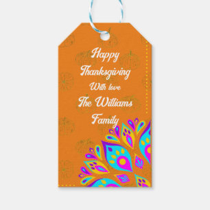 Vibrant orange background personalized Gift Tag