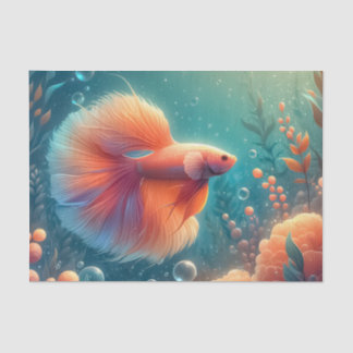 Vibrant Orange Betta Fish Decoupage Tissue Paper