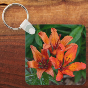 Vibrant Orange Blooms, Day Lilies Keychain
