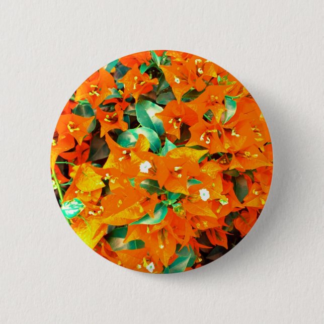 Vibrant Orange Bougainvillea Flowers 2 Inch Round Button (Front)