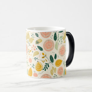Vibrant Orange Citrus Pattern Magic Mug