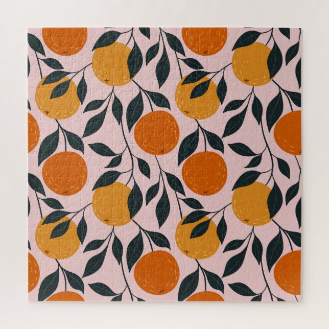 Vibrant Orange Citrus Seamless Pattern Jigsaw Puzzle (Vertical)