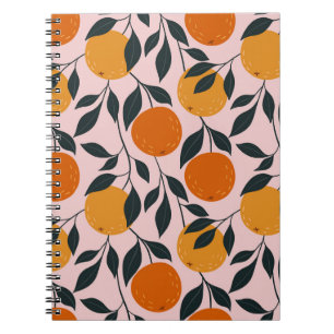 Vibrant Orange Citrus Seamless Pattern Notebook