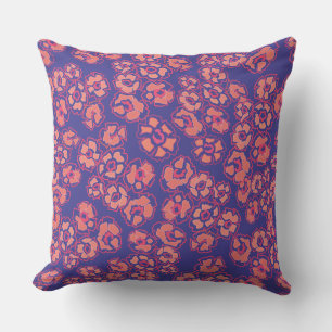 Vibrant Orange Floral Botanical Throw Pillow