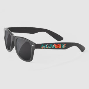 Vibrant Orange Floral Garden Pattern - Elegant Tea Sunglasses