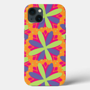 Vibrant Orange Floral Shapes iPhone 13 Case