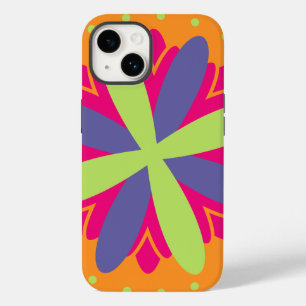 Vibrant Orange Floral Shapes Case-Mate iPhone 14 Case