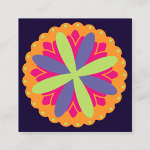 Vibrant Orange Floral Shapes Discount Card