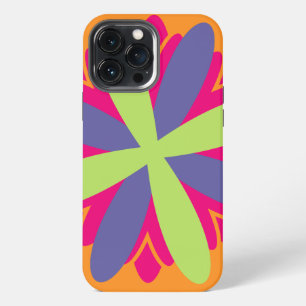 Vibrant Orange Floral Shapes iPhone 13 Pro Max Case