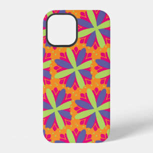 Vibrant Orange Floral Shapes iPhone 12 Case