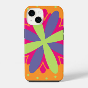 Vibrant Orange Floral Shapes iPhone 14 Case