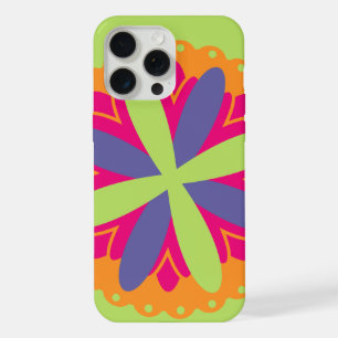 Vibrant Orange Floral Shapes iPhone 15 Pro Max Case