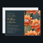 Vibrant Orange Green Cactus Desert 60th Birthday  Invitation<br><div class="desc">Celebrate turning 60 in style with this striking 5"x7" birthday invitation, designed with bold orange cactus blossoms against a dramatic navy backdrop. The vibrant floral artwork symbolizes growth and beauty, while chic modern typography highlights this unforgettable milestone. Ideal for honouring a loved one’s 60th birthday, this invitation sets the tone...</div>