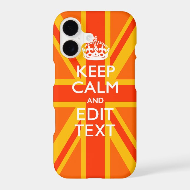Vibrant Orange Keep Calm Your Text Union Jack (Back)