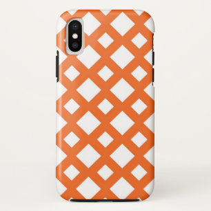 Vibrant Orange Lattice on White iPhone X Case