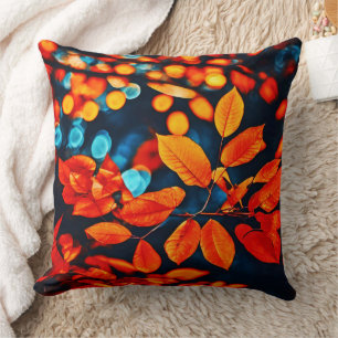 Vibrant Orange Leaves Art Throw Pillow