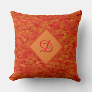 vibrant orange mid century modern boho vintage throw pillow