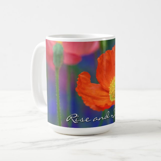 Vibrant Orange Poppy Blossom Coffee Mug (Front Left)